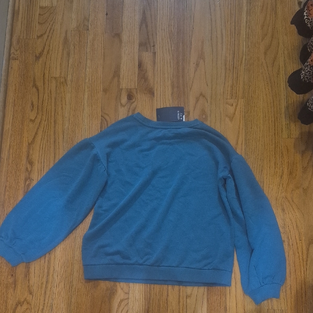 crown & ivy Teal Floral Kids Sweater - Picture 3 of 5